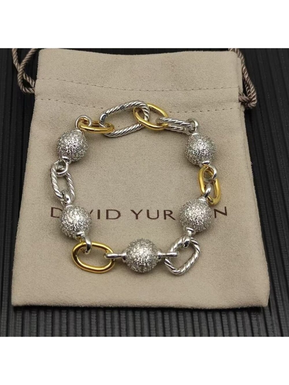 David Yurman Colorful Madison Full Diamond Round Bead Bracelet